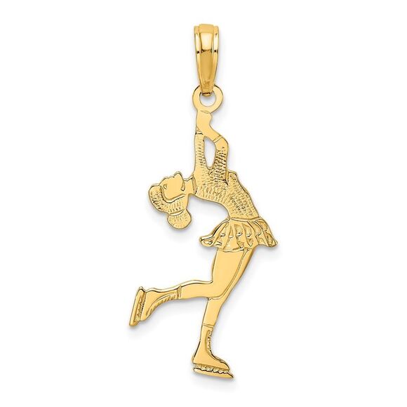 14k Yellow Gold Ice Skater Turning Charm